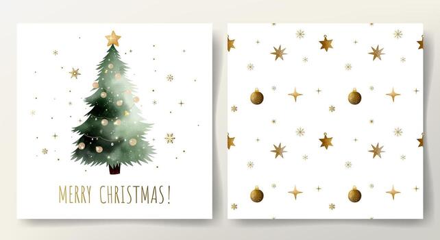 Christmas tree with ornaments and stars vector