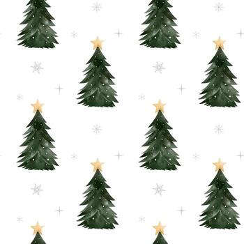 acuarela sin costura modelo con decorado Navidad arboles mano dibujado Navidad invierno antecedentes. vector