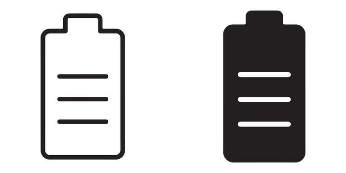 Simple Line and Filled Battery Icons A Clean, Minimalist Design for User Interfaces and Mobile Apps vector