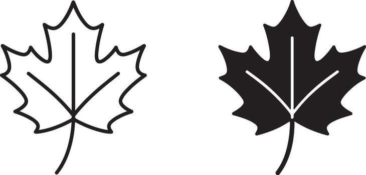 Simple Line Art and Filled Maple Leaf Icons Elegant Autumn Design Elements for Fall Projects vector