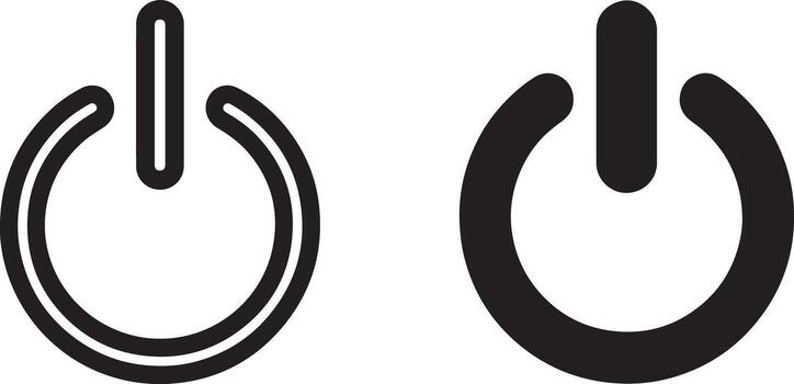 Two Stylish Black Power Button Icons OnOff Switch Symbols for Digital Interfaces, Minimalist Design, Clean White Background vector