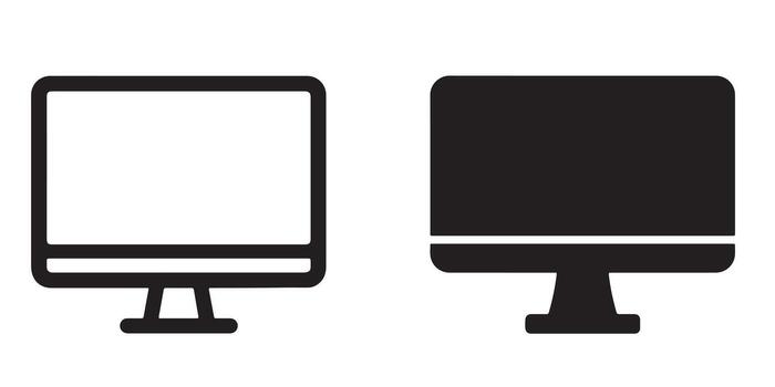 sencillo aún elegante computadora monitor íconos contorno y lleno estilo para sitio web y aplicación diseño vector