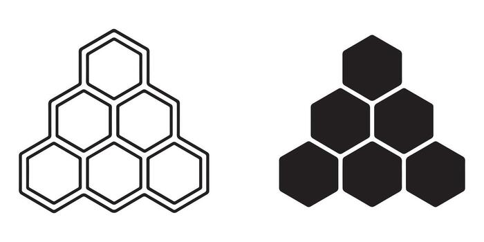 Two Stylish Honeycomb Designs Outline and Filled Hexagon Patterns for Modern Branding and Design Projects vector
