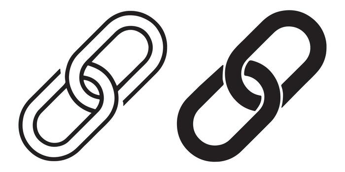 dos sencillo negro y blanco vinculado cadena íconos elegante, minimalista conexión símbolos para sitio web diseño y marca vector
