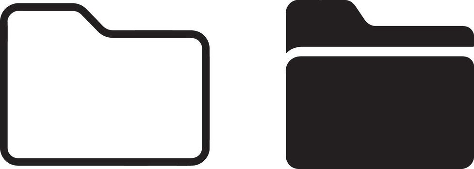 Simple, Minimalist Folder Icons Black and White File Organizer Symbols for Digital Organization and Interface Design vector