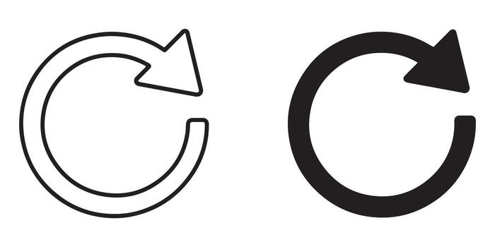 Circular Arrow Icons Refresh, Reload, Repeat Symbols for Website and App Design in Minimalist Style vector