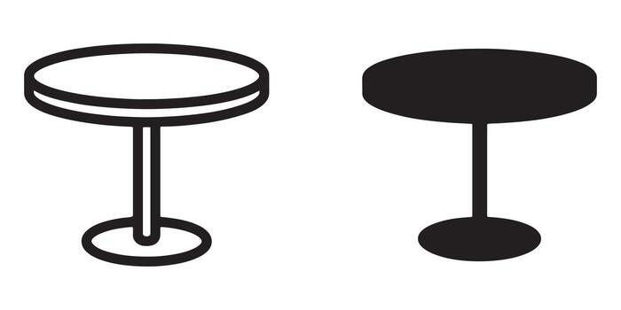 Simple Minimalist Round Table Icons Line Art and Solid Black Designs for Website, App, and Graphic Design Projects vector