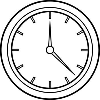 Simple outline drawing of an analog clock face isolated on white background vector