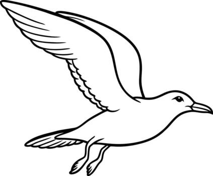 Seagull flying with wings open, isolated on white background vector