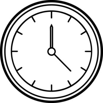 Simple outline drawing of an analog clock face isolated vector