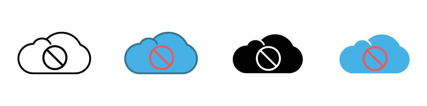 Cloud Not Available Icon Set for Offline Status and Restricted Access vector