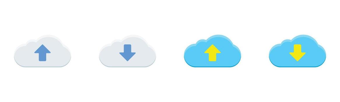 Cloud Upload and Download Flat Icons for Data Transfer and File Synchronization vector