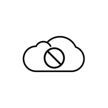 Cloud Not Available Icon in Black Outline Style for Offline Mode and Blocked Service vector