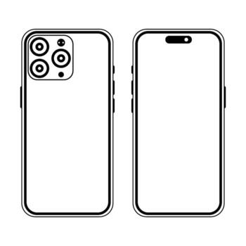 Minimal Line Art Smartphone with Triple Camera Module vector