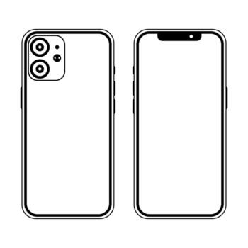 Minimal Line Drawing of Smartphone with Dual Camera vector