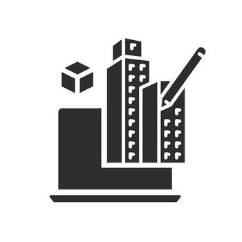 development architecture process, building information modeling icon, construction management technology, flat illustration vector
