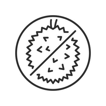 no durian icon, durians not allowed in this area, line sign on white background - illustration vector