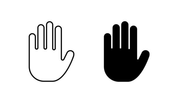 Hand stop icon. Palm gesture symbol. Access denial concept vector