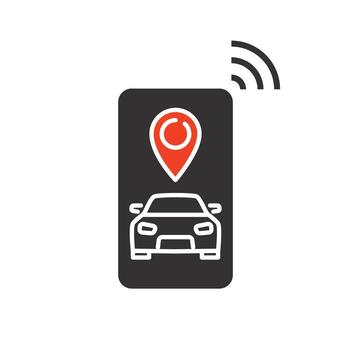 gps application, car parking smart app icon, map park location in phone valet, flat symbol on white background vector