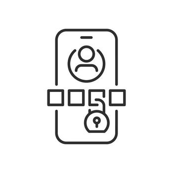 2fa authentication icon, push code verification in phone, security password, thin line web symbol on white background - editable stroke illustration eps10 vector