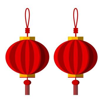 Isolated Chinese Red Lanterns design, Oriental Decoration graphic elements in Flat design for greeting card, Banner and Web design, Editable stock vector