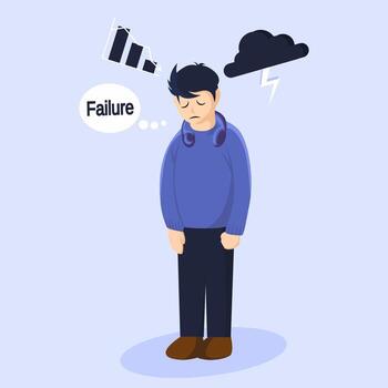 flat design Visualizing the overwhelming feeling of failure and its negative impacts. vector