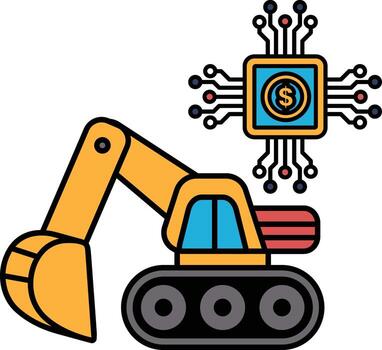 A black and white drawing of a large machine with a dollar sign on top of it vector