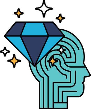 A diamond is placed on top of a head with a maze in the background vector