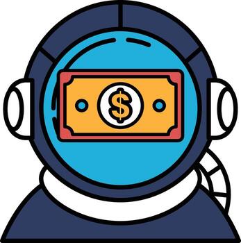 A man in a spacesuit holding a dollar bill vector