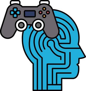 A man's head with a controller in his hand vector