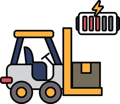 A forklift is shown with a box on top of it vector