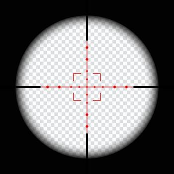 realistic sniper scope crosshairs view. sniper sight with measurement marks. vector