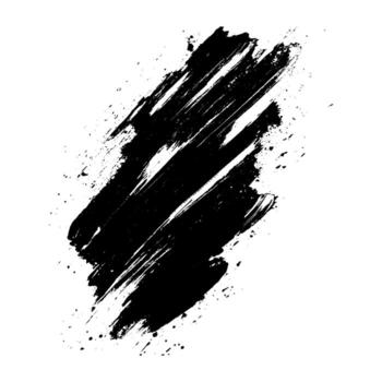 Diagonal black grunge paint strokes create an abstract, distressed texture on a transparent backdrop vector