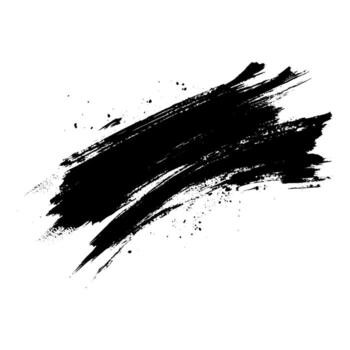 An abstract black grungy paint brush stroke flows across a transparent background vector
