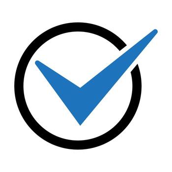 Check icon. Checkmark blue symbol. Approved symbol. Ok icon. Check button sign. Tick icon. vector