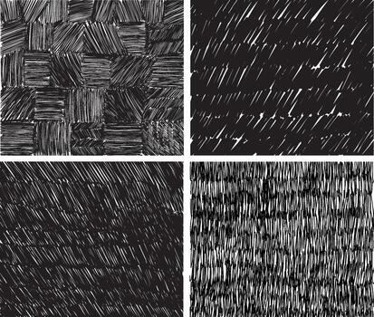 Set of graphic crayon drawing crosshatch background. sketch texture. Black hand drawn rough texture. Messy short pen lines, dashes, pencil strokes. Scribbles childish thin and thick strokes. vector