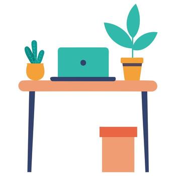 trabajo y estudiar mesa con computadora y silla vector