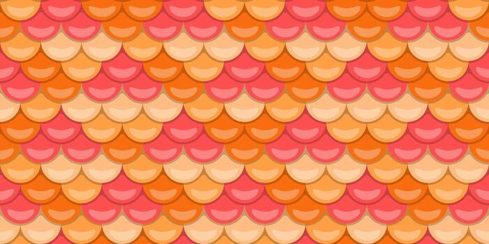 Vibrant, seamless pattern of overlapping scales in warm coral and orange hues. Perfect for backgrounds, textiles, or any design needing a playful, textured aesthetic. vector