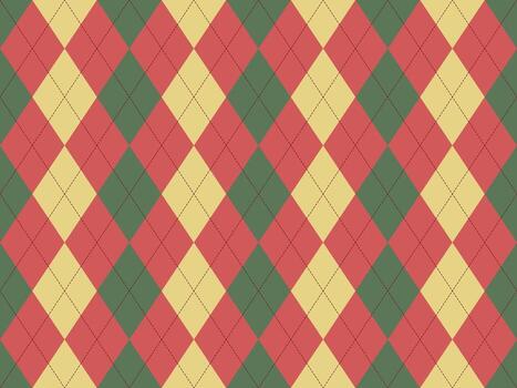 Classic argyle pattern in muted red, green, and beige. Perfect for adding a touch of vintage sophistication to your designs. Use as a background, texture, or print. vector
