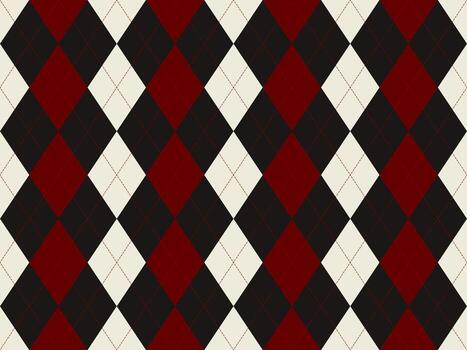 Stylish argyle pattern in burgundy, black, and cream. Perfect for adding a touch of classic elegance to your designs. Use as a background, texture, or repeating element. vector