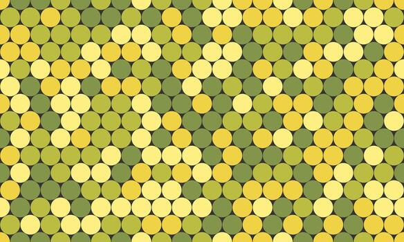 Abstract geometric pattern of overlapping circles in yellow and green hues. Modern, stylish design ideal for backgrounds, textiles, or website design. Represents continuity, unity, or growth. vector