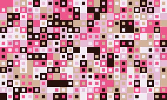 Abstract geometric mosaic pattern. Vibrant pink, brown, and beige squares create a dynamic, playful texture. Ideal for website backgrounds, textiles, or modern art projects. vector