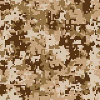 Abstract desert digital camouflage pattern. Versatile seamless texture ideal for military, fashion, or gaming design. Earthy tones blend for a subtle yet striking effect. vector