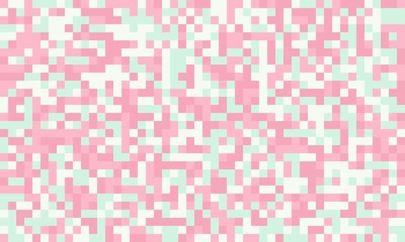 Abstract pixel art background. Soft pink and mint green squares create a calming, textured effect. Ideal for websites, branding, or textile designs evokes feelings of serenity and modernity. vector