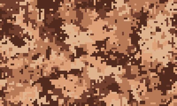 Abstract digital camouflage pattern in earthy brown tones. Ideal for backgrounds, textures, and militarythemed designs. Versatile, pixelated style evokes a sense of concealment and mystery. vector