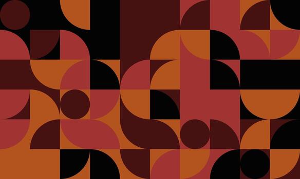 Abstract geometric pattern in warm earthy tones. Modern, minimalist design featuring circles and squares creating a dynamic, visually engaging composition. vector