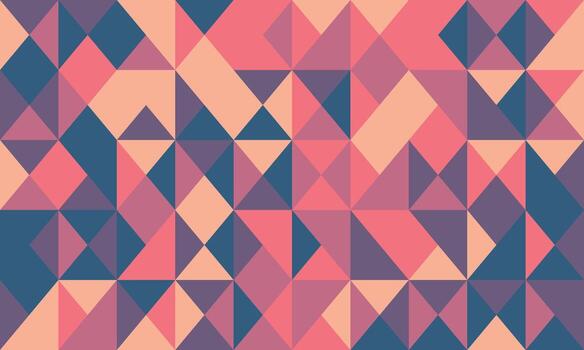 Abstract geometric pattern with muted pink, coral, and blue triangles. Ideal for website backgrounds, presentations, or modern design projects. vector