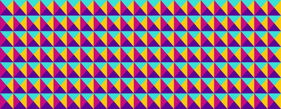 vibrante geométrico modelo de enclavamiento triangulos en verde azulado, púrpura, y oro. ideal para antecedentes, textiles, o sitio web diseño. esta atrevido, repetitivo diseño transporta energía y modernidad. vector
