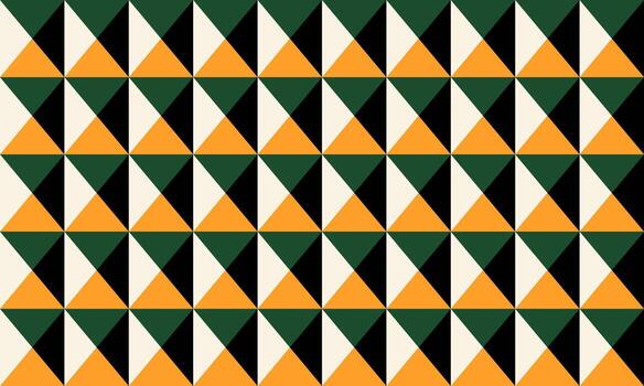 vibrante geométrico modelo presentando naranja, verde, negro, y blanco triangulos. ideal para antecedentes, textiles, o moderno diseño proyectos vector