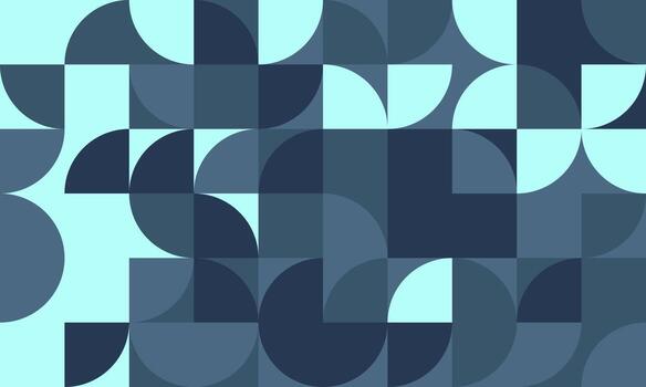 Abstract geometric pattern with teal and navy semicircles and squares. Modern, minimalist design ideal for website backgrounds, presentations, or social media graphics. vector
